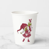 Kute kerstmeisje gnoomillustratie papieren bekers (Achterkant)