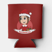 Kute kerstmeisje met bruin haar blikjeskoeler (Voorkant)