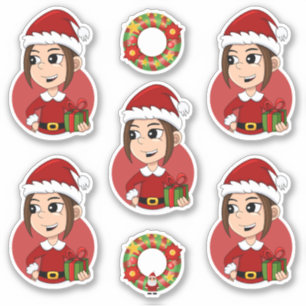 Kute kerstmeisje met bruin haar sticker