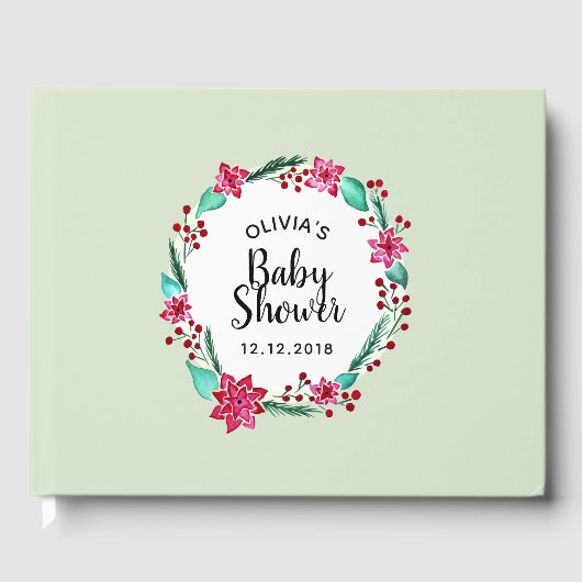 Kute kerstmis Baby shower Flower Wreater Gastenboek (Voorkant)