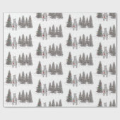 Kute Kerstmis Beer Woodland Wrapping Paper Cadeaupapier (Vlak)