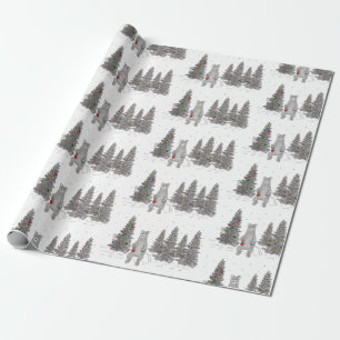 Kute Kerstmis Beer Woodland Wrapping Paper Cadeaupapier