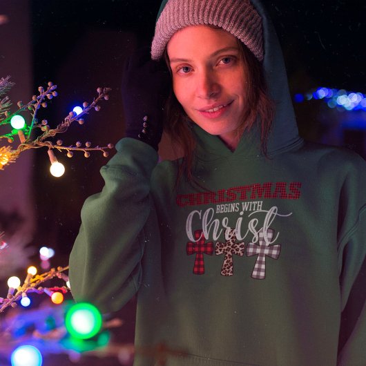 Kute Kerstmis begint met Christelijke Religie Hoodie
