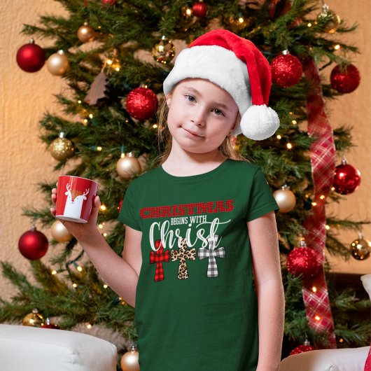 Kute Kerstmis begint met Christelijke Religie T-shirt