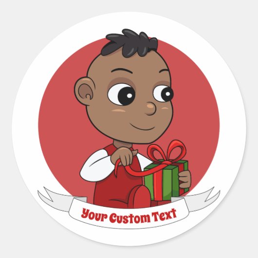 Kute Kerstmis cartoon Klassieke Round Sticker (Voorkant)