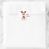 Kute Kerstmis Cartoon Reindeer Naam toevoegen Ronde Sticker (Tas)