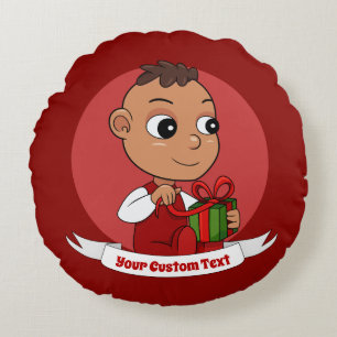 Kute Kerstmis cartoon Round Pillow Rond Kussen