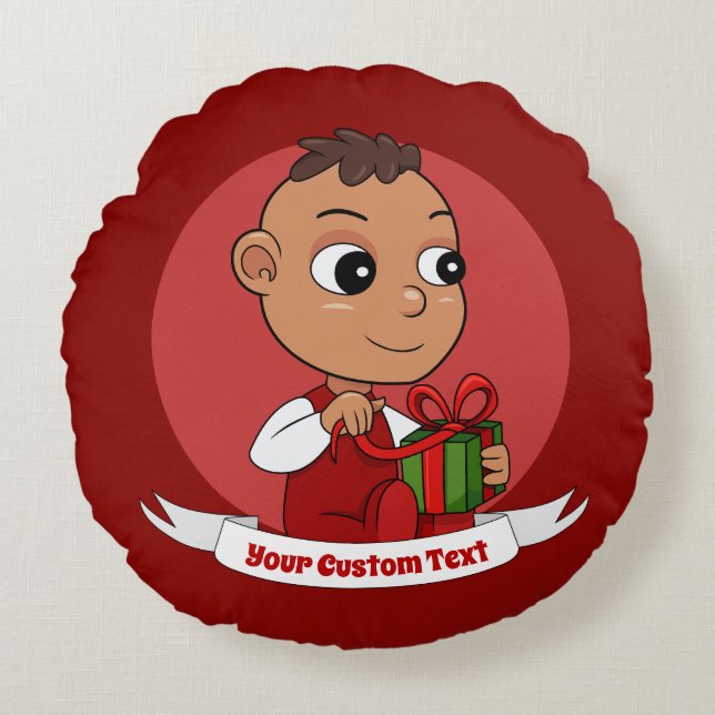 Kute Kerstmis cartoon Round Pillow Rond Kussen (Voorkant)