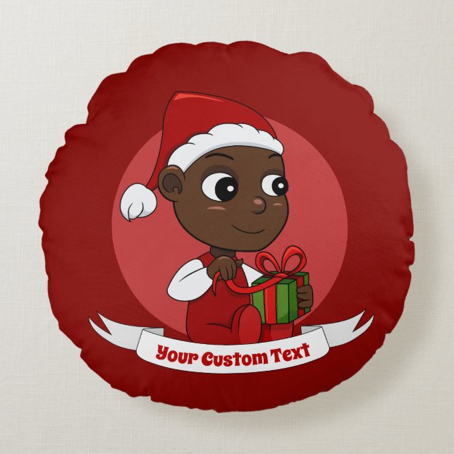 Kute Kerstmis cartoon Round Pillow Rond Kussen (Voorkant)