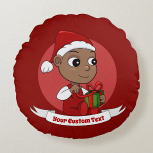 Kute Kerstmis cartoon Round Pillow Rond Kussen