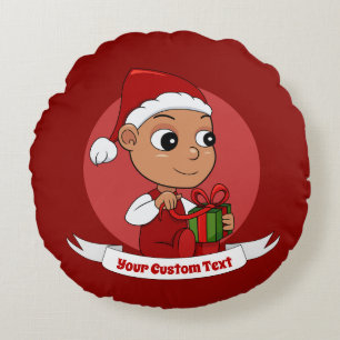 Kute Kerstmis cartoon Round Pillow Rond Kussen