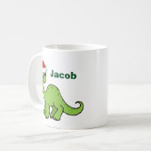 Kute Kerstmis Dinosaur Santa Persoonlijke Kinderen Koffiemok (Voorkant links)