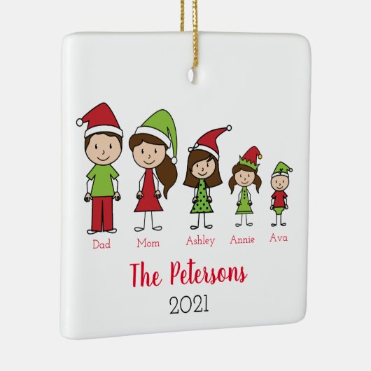 Kute Kerstmis - Gepersonaliseerde Familie Keramisch Ornament (Rechts)