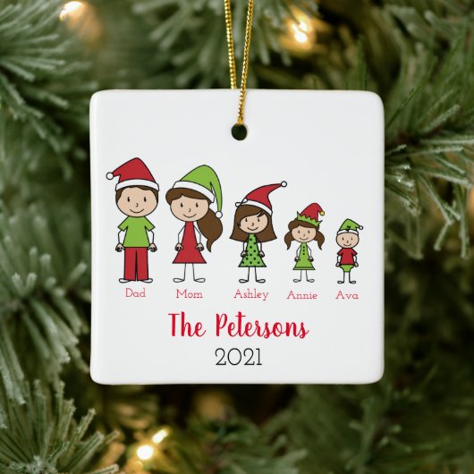 Kute Kerstmis - Gepersonaliseerde Familie Keramisch Ornament (Boom)