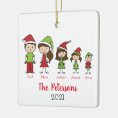 Kute Kerstmis - Gepersonaliseerde Familie Keramisch Ornament (Links)