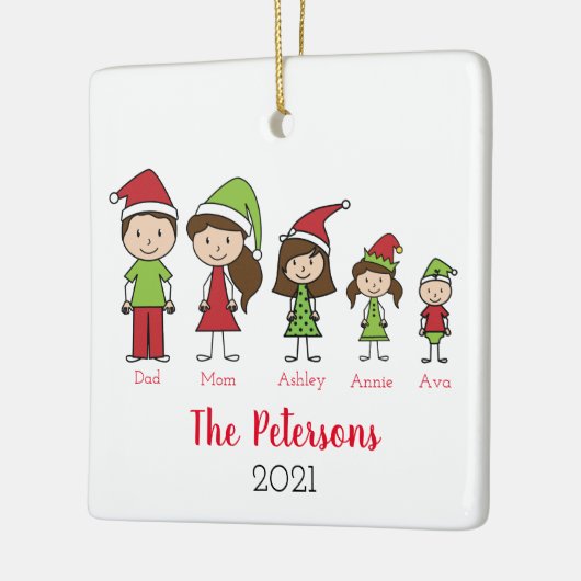 Kute Kerstmis - Gepersonaliseerde Familie Keramisch Ornament (Links)