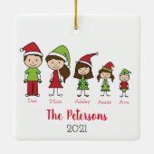 Kute Kerstmis - Gepersonaliseerde Familie Keramisch Ornament (Achterkant)