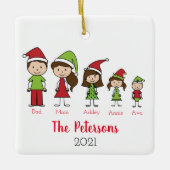 Kute Kerstmis - Gepersonaliseerde Familie Keramisch Ornament (Voorkant)