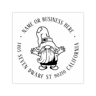 Kute Kerstmis Gnome Cartoon Name Return Address Zelfinktende Stempel