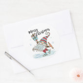 Kute Kerstmis Gnome Ice Sking Ronde Sticker (Envelop)
