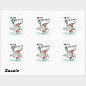 Kute Kerstmis Gnome Ice Sking Ronde Sticker (Vel)