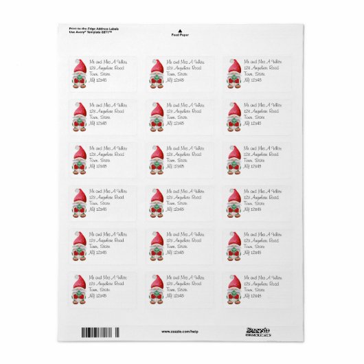 Kute kerstmis Gnome Return Address Label (Full Sheet)