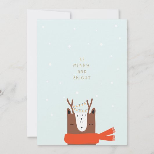 Kute kerstmis in sneeuw met String Lights Feestdagenkaart (Voorkant)