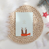 Kute kerstmis in sneeuw met String Lights Feestdagenkaart