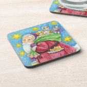 Kute Kerstmis, kerstman met Kittens en Katten! Bier Onderzetter (Linkerzijde)