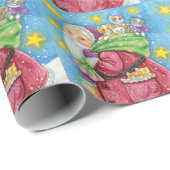 Kute Kerstmis, kerstman met Kittens en Katten! Cadeaupapier (Rol Hoek)
