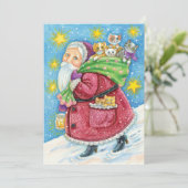 Kute Kerstmis, kerstman met Kittens en Katten! Kaart (Staand voorkant)