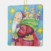 Kute Kerstmis, kerstman met Kittens en Katten! Keramisch Ornament (Links)