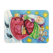 Kute Kerstmis, kerstman met Kittens en Katten! Magneet (Horizontaal)