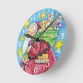 Kute Kerstmis, kerstman met Kittens en Katten! Ronde Klok (Hoek)