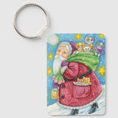 Kute Kerstmis, kerstman met Kittens en Katten! Sleutelhanger (Voorkant)