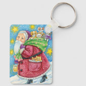 Kute Kerstmis, kerstman met Kittens en Katten! Sleutelhanger (Achterkant)
