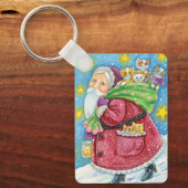 Kute Kerstmis, kerstman met Kittens en Katten! Sleutelhanger (Voorkant)