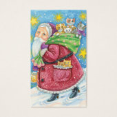 Kute Kerstmis, kerstman met Kittens en Katten! Visitekaartjes (Voorkant)