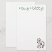 Kute Kerstmis, lampjes en sterren met feestelijke  Briefpapier (Voorkant / Achterkant)