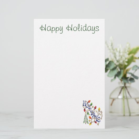 Kute Kerstmis, lampjes en sterren met feestelijke  Briefpapier (Staand voorkant)