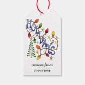 Kute Kerstmis, lampjes en sterren met feestelijke Cadeaulabel (Voorkant)