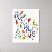Kute Kerstmis, lampjes en sterren met feestelijke Canvas Afdruk (Voorkant)