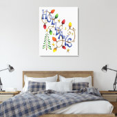 Kute Kerstmis, lampjes en sterren met feestelijke Canvas Afdruk (Insitu (Slaapkamer))