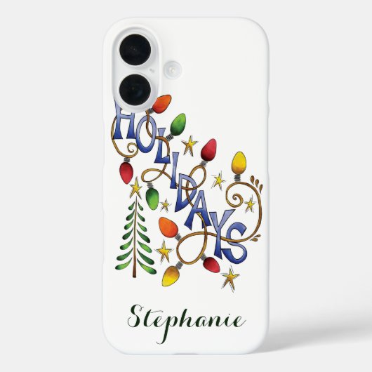 Kute Kerstmis, lampjes en sterren met feestelijke Case-Mate iPhone Case (Achterkant)