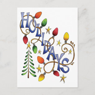 Kute Kerstmis, lampjes en sterren met feestelijke  Feestdagenkaart