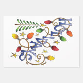 Kute Kerstmis, lampjes en sterren met feestelijke  Inpakpapier Vel (Voorkant 3)