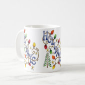 Kute Kerstmis, lampjes en sterren met feestelijke Koffiemok (Voorkant links)