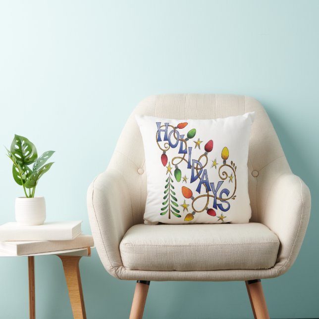 Kute Kerstmis, lampjes en sterren met feestelijke  Kussen (Stoel)