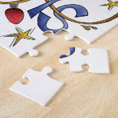 Kute Kerstmis, lampjes en sterren met feestelijke Legpuzzel (Zijkant)