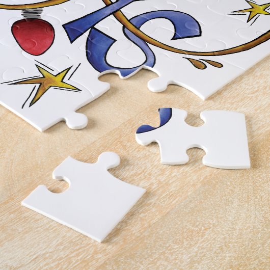 Kute Kerstmis, lampjes en sterren met feestelijke  Legpuzzel (Zijkant)